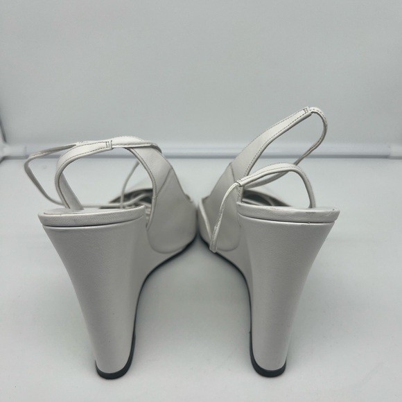 BY FAR Vaughn White Nappa Leather Wedge Gladiator Lace Up Pointed Heels sz 40 - Picture 12 of 13